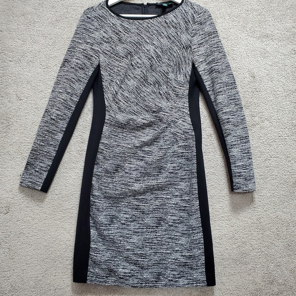 Lauren Ralph Lauren Bodycon Dress Women's 4 Gray Stretch Round Neck Back Zip